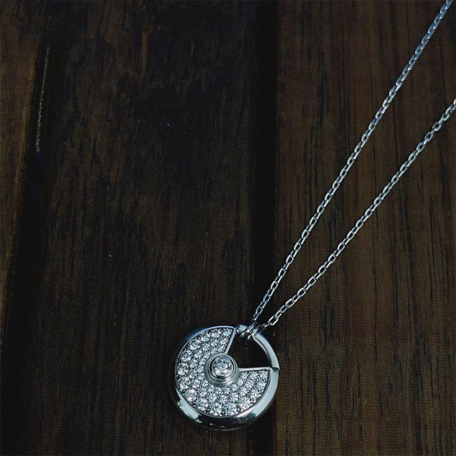 ¡®Aura Jewels¡¯AMULETTE SILVER FULL DIAMOND NECKLACE