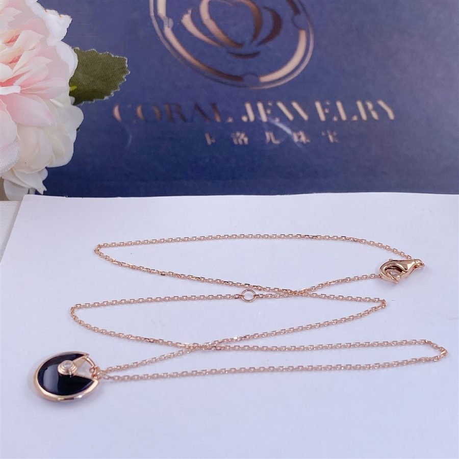 ¡®Aura Jewels¡¯AMULETTE ROSE GOLD ONYX NECKLACE