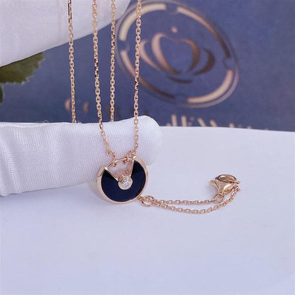¡®Aura Jewels¡¯AMULETTE ROSE GOLD ONYX NECKLACE