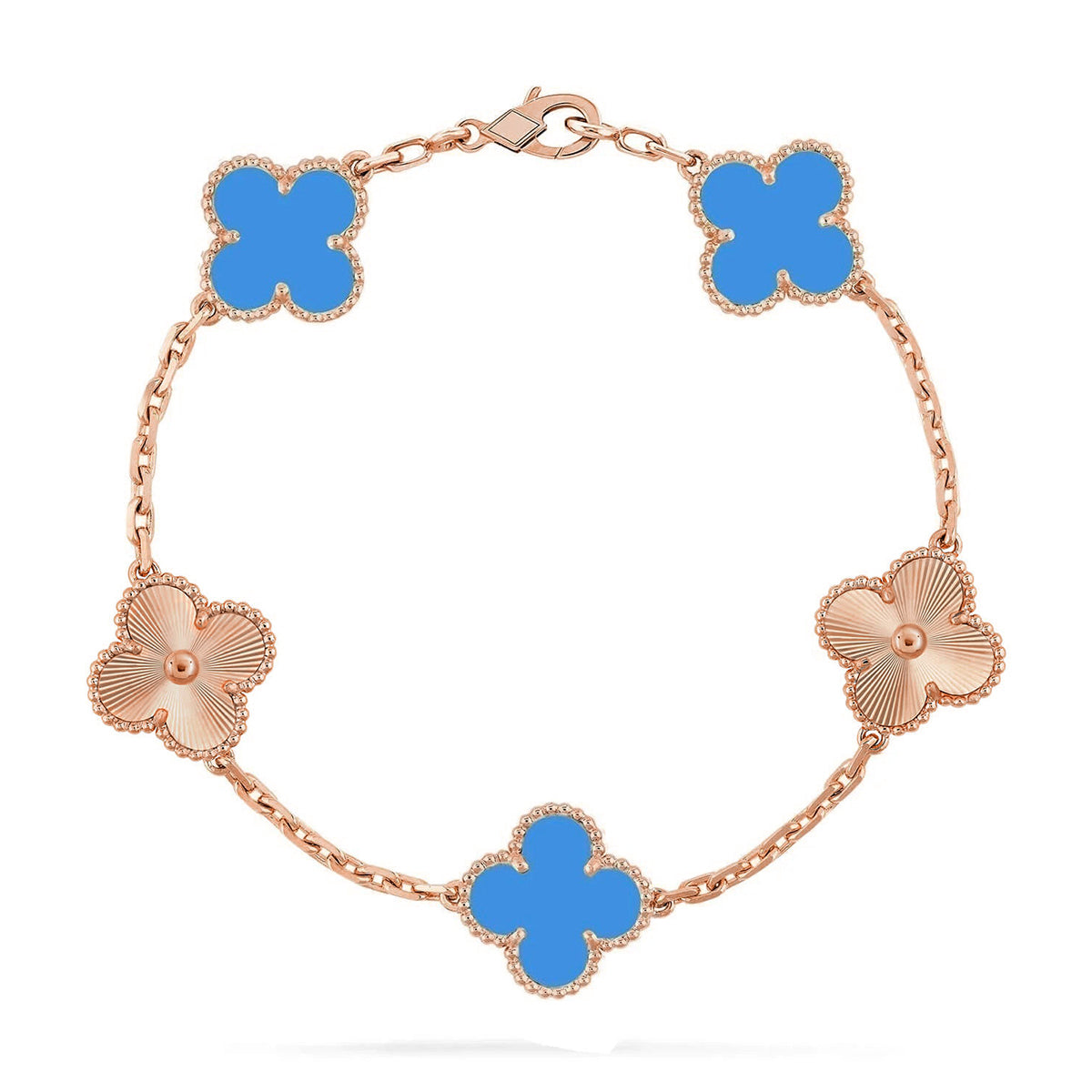 [Aura Jewels]New CLOVER 5 MOTIF BLUE AGATE BRACELET COLLECTION