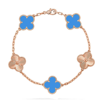 [Aura Jewels]New CLOVER 5 MOTIF BLUE AGATE BRACELET COLLECTION