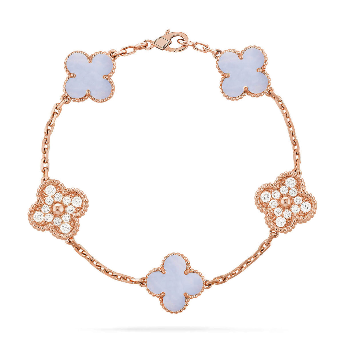 [Aura Jewels]New  CLOVER 5 MOTIF PURPLE CHALCEDONY BRACELET COLLECTION