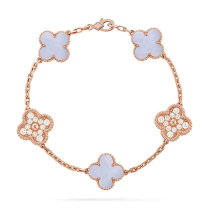 [Aura Jewels]New  CLOVER 5 MOTIF PURPLE CHALCEDONY BRACELET COLLECTION