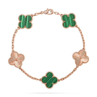 [Aura Jewels]New  CLOVER 5 MOTIF MALACHITE BRACELET COLLECTION