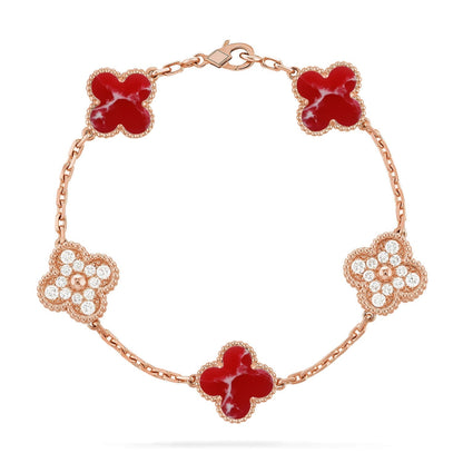 [Aura Jewels]New CLOVER 5 MOTIF RED PATTERN BRACELET COLLECTION