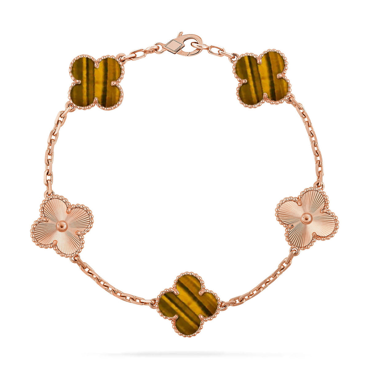 [Aura Jewels]New  CLOVER 5 MOTIFS TIGER EYE BRACELET COLLECTION