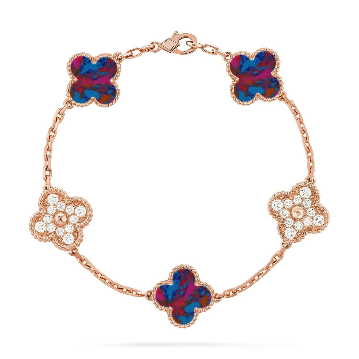 [Aura Jewels]New CLOVER 5 MOTIF COLOR GEMSTONES BRACELET COLLECTION