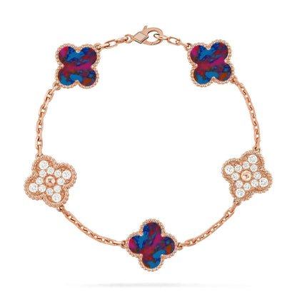 [Aura Jewels]New CLOVER 5 MOTIF COLOR GEMSTONES BRACELET COLLECTION