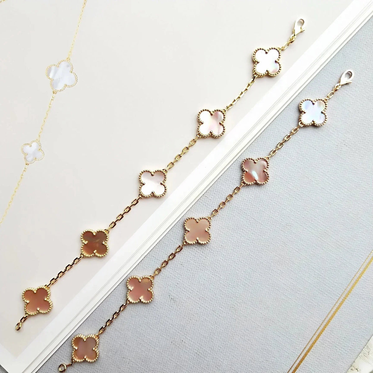 [Aura Jewels]New  CLOVER 5 MOTIFS  PINK MOP BRACELET COLLECTION