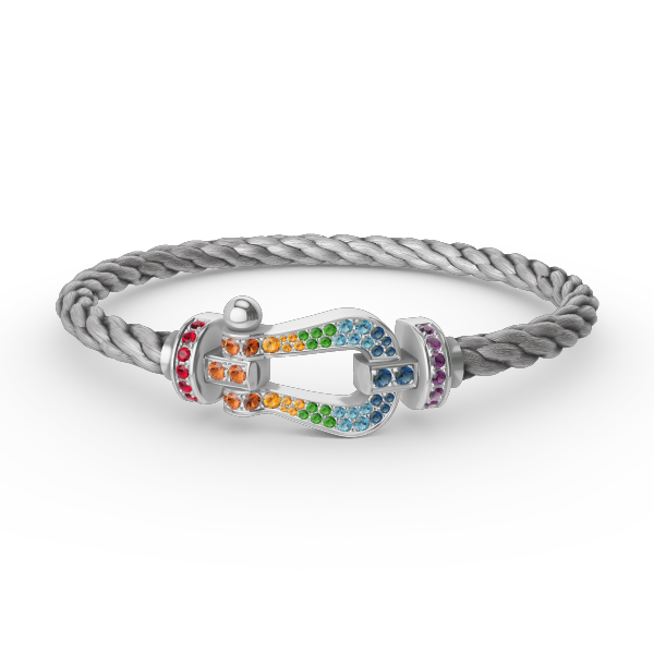 ¡®Aura Jewels¡¯FORC LARGE HORSESHOE  COLORED DIAMOND BRACELET SILVER