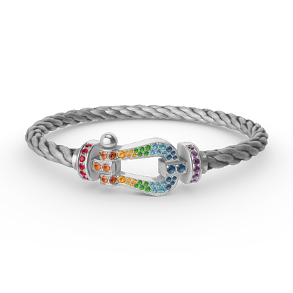 ¡®Aura Jewels¡¯FORC LARGE HORSESHOE  COLORED DIAMOND BRACELET SILVER