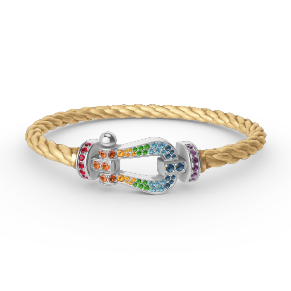 ¡®Aura Jewels¡¯FORC LARGE HORSESHOE  COLORED DIAMOND BRACELET SILVER