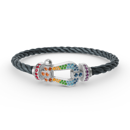 ¡®Aura Jewels¡¯FORC LARGE HORSESHOE  COLORED DIAMOND BRACELET SILVER