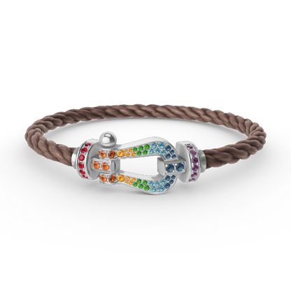 ¡®Aura Jewels¡¯FORC LARGE HORSESHOE  COLORED DIAMOND BRACELET SILVER