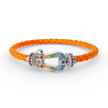 ¡®Aura Jewels¡¯FORC LARGE HORSESHOE  COLORED DIAMOND BRACELET SILVER