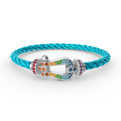 ¡®Aura Jewels¡¯FORC LARGE HORSESHOE  COLORED DIAMOND BRACELET SILVER