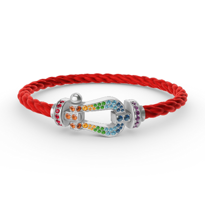 ¡®Aura Jewels¡¯FORC LARGE HORSESHOE  COLORED DIAMOND BRACELET SILVER
