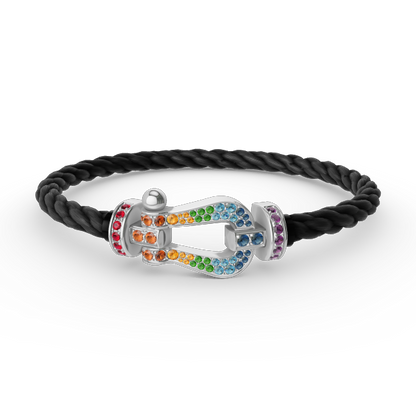 ¡®Aura Jewels¡¯FORC LARGE HORSESHOE  COLORED DIAMOND BRACELET SILVER
