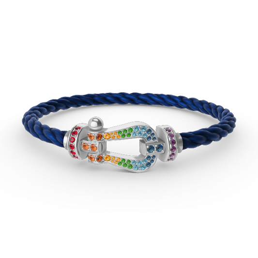 ¡®Aura Jewels¡¯FORC LARGE HORSESHOE  COLORED DIAMOND BRACELET SILVER