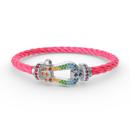 ¡®Aura Jewels¡¯FORC LARGE HORSESHOE  COLORED DIAMOND BRACELET SILVER