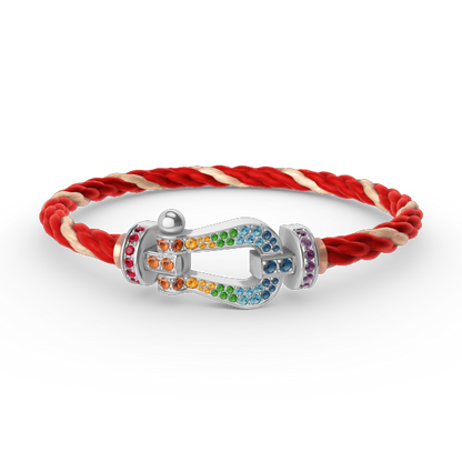 ¡®Aura Jewels¡¯FORC LARGE HORSESHOE  COLORED DIAMOND BRACELET SILVER