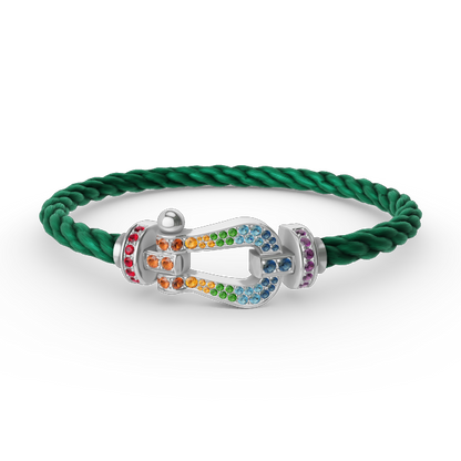 ¡®Aura Jewels¡¯FORC LARGE HORSESHOE  COLORED DIAMOND BRACELET SILVER