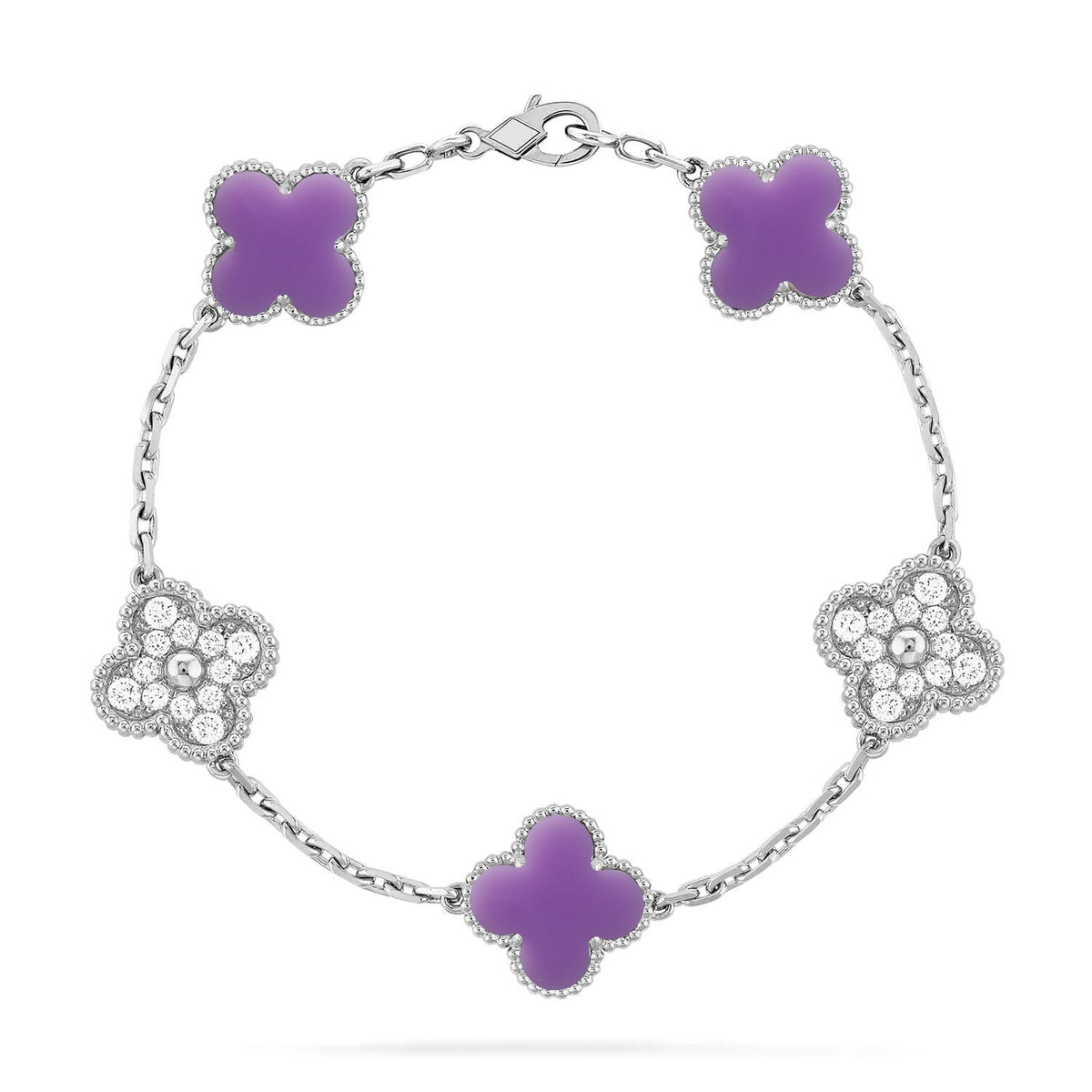 [Aura Jewels]New CLOVER 5 MOTIF LIGHT PURPLE BRACELET COLLECTION