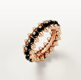[Aura Jewels]CLASH ELEGANT ROSE GOLD RING FEATURING NATURAL AGATE