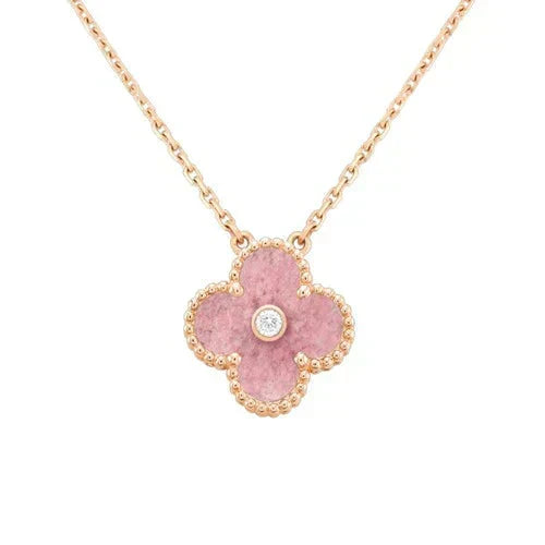 ¡®Aura Jewels¡¯CLOVER 15MM DIAMOND RHODONITE NECKLACE