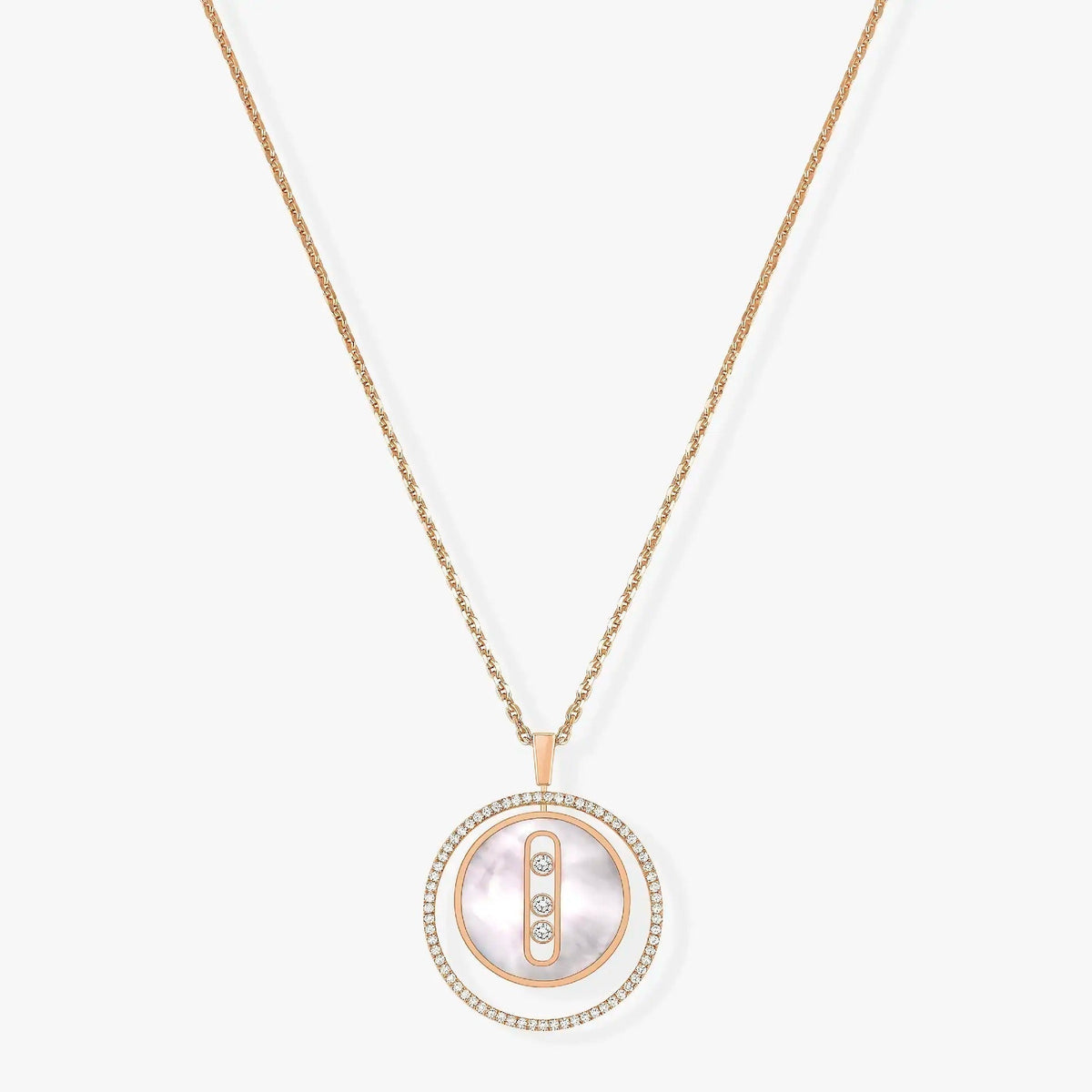 [Aura Jewels]LUCKY MOVE MM NACRE BLANCHE DIAMOND NECKLACE