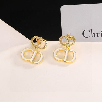 [Aura Jewels]Gold CD Letter Stud Earrings