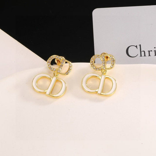[Aura Jewels]Gold CD Letter Stud Earrings
