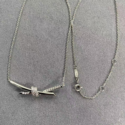 [Aura Jewels]T House Diamond-Studded Knot Necklace
