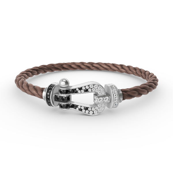 ¡®Aura Jewels¡¯FORCE LARGE HORSESHOE BLACK WHITE DIAMOND BRACELET SILVER