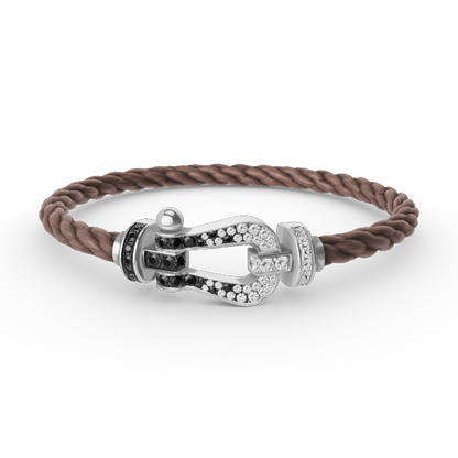 ¡®Aura Jewels¡¯FORCE LARGE HORSESHOE BLACK WHITE DIAMOND BRACELET SILVER