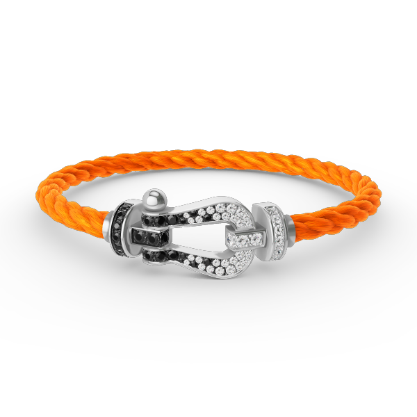 ¡®Aura Jewels¡¯FORCE LARGE HORSESHOE BLACK WHITE DIAMOND BRACELET SILVER