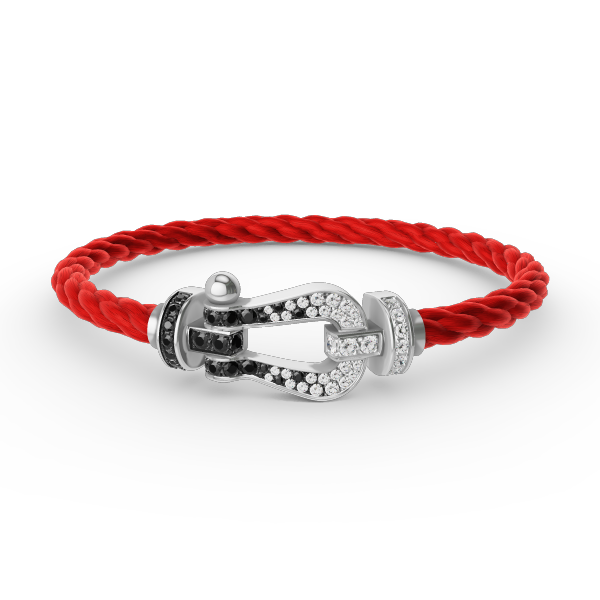 ¡®Aura Jewels¡¯FORCE LARGE HORSESHOE BLACK WHITE DIAMOND BRACELET SILVER