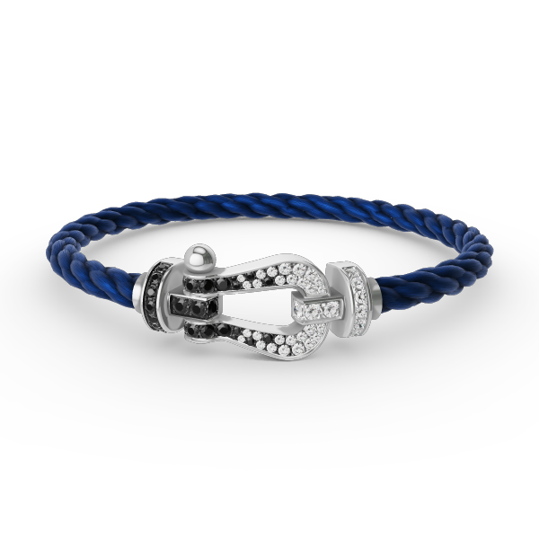 ¡®Aura Jewels¡¯FORCE LARGE HORSESHOE BLACK WHITE DIAMOND BRACELET SILVER