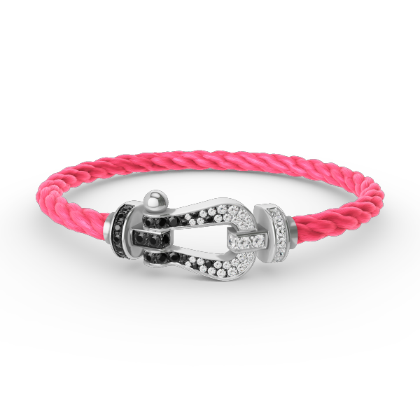 ¡®Aura Jewels¡¯FORCE LARGE HORSESHOE BLACK WHITE DIAMOND BRACELET SILVER