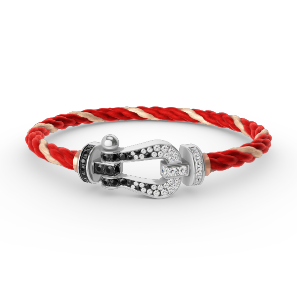 ¡®Aura Jewels¡¯FORCE LARGE HORSESHOE BLACK WHITE DIAMOND BRACELET SILVER