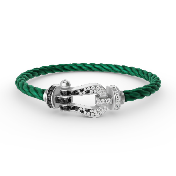 ¡®Aura Jewels¡¯FORCE LARGE HORSESHOE BLACK WHITE DIAMOND BRACELET SILVER