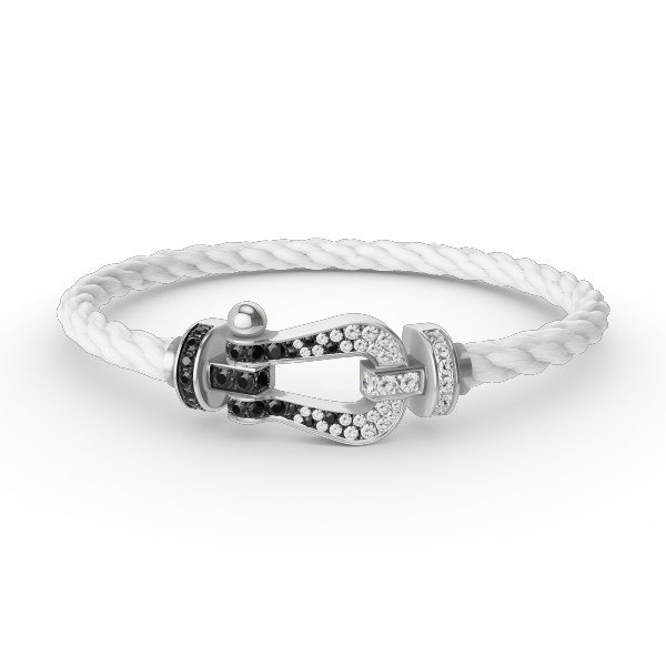 ¡®Aura Jewels¡¯FORCE LARGE HORSESHOE BLACK WHITE DIAMOND BRACELET SILVER
