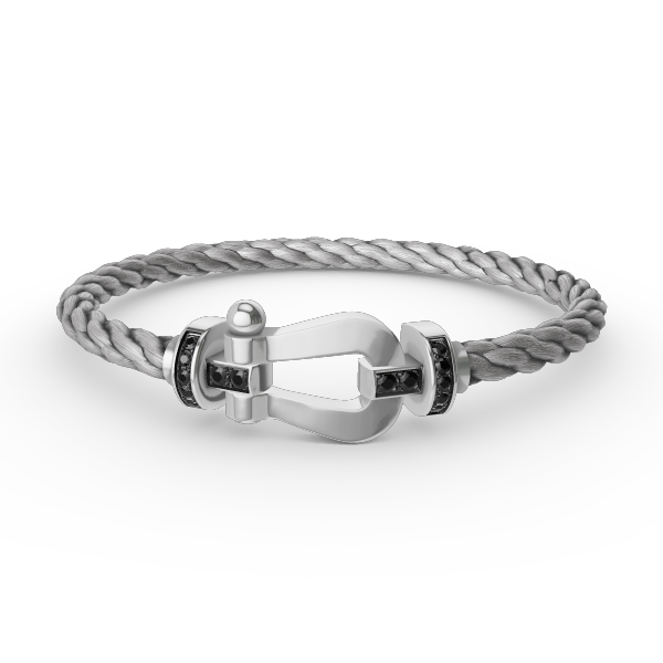 ¡®Aura Jewels¡¯FORCE LARGE HORSESHOE BLACK DIAMOND BRACELET SILVER