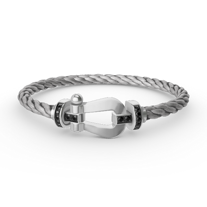 ¡®Aura Jewels¡¯FORCE LARGE HORSESHOE BLACK DIAMOND BRACELET SILVER