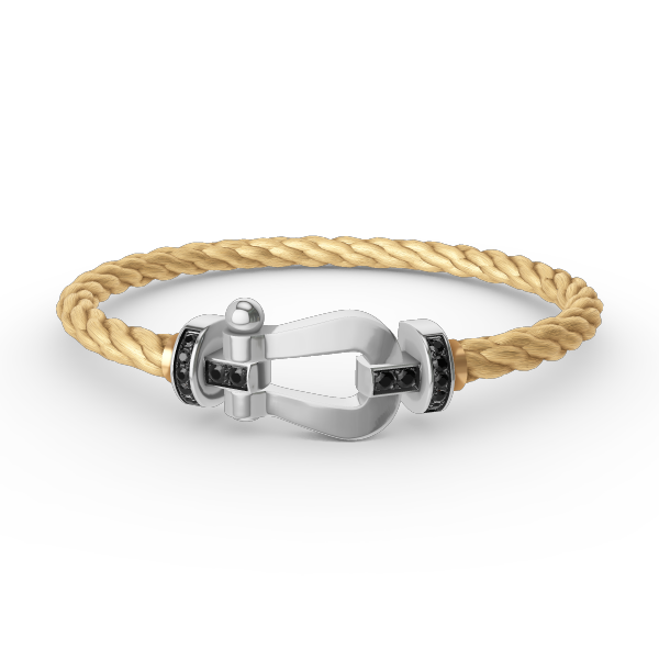 ¡®Aura Jewels¡¯FORCE LARGE HORSESHOE BLACK DIAMOND BRACELET SILVER