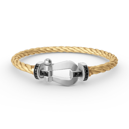 ¡®Aura Jewels¡¯FORCE LARGE HORSESHOE BLACK DIAMOND BRACELET SILVER
