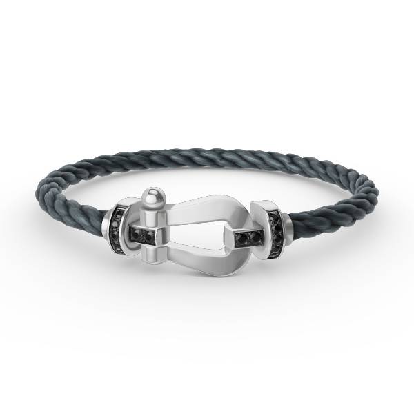 ¡®Aura Jewels¡¯FORCE LARGE HORSESHOE BLACK DIAMOND BRACELET SILVER