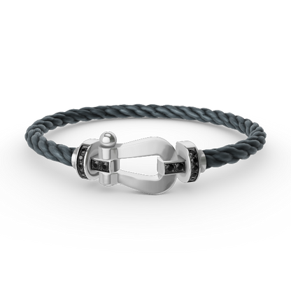 ¡®Aura Jewels¡¯FORCE LARGE HORSESHOE BLACK DIAMOND BRACELET SILVER