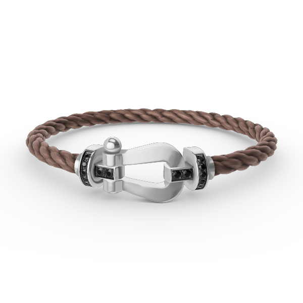 ¡®Aura Jewels¡¯FORCE LARGE HORSESHOE BLACK DIAMOND BRACELET SILVER