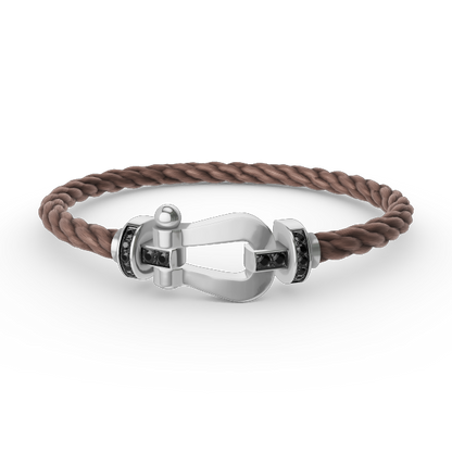 ¡®Aura Jewels¡¯FORCE LARGE HORSESHOE BLACK DIAMOND BRACELET SILVER